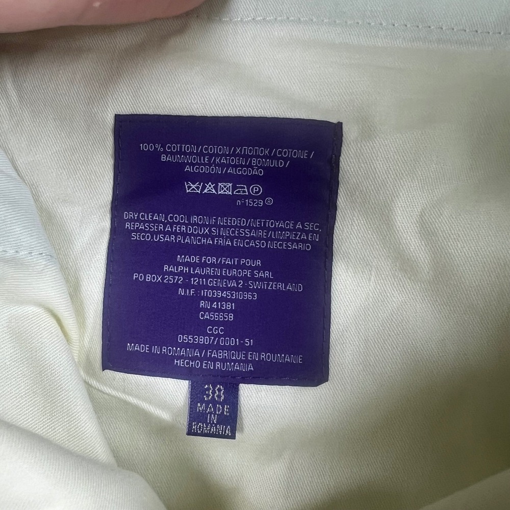 NWT Ralph Lauren Purple Label Mens 38 Shorts Green Cotton Luxury Made in Romania - Picture 7 of 8